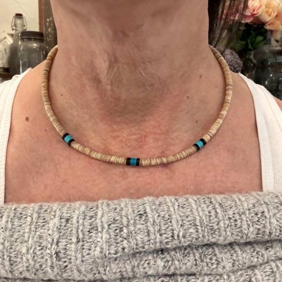 Vintage HEISHI Disc TURQUOISE Accents 17" NECKLACE Southwestern NATIVE American - Picture 5 of 6